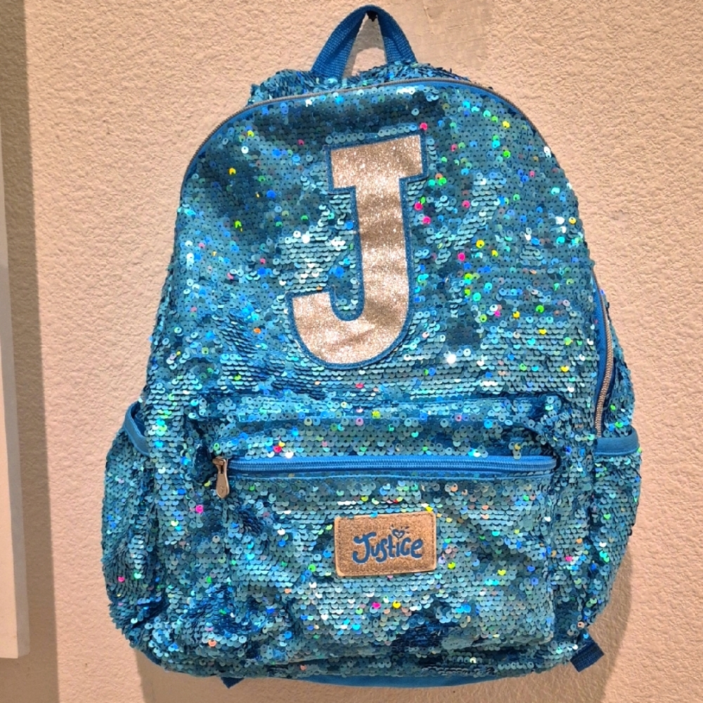 Justice Back Pack Letter "J" Sequins